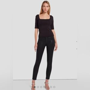 ❤️ 7 FOR ALL MANKIND B(AIR) HIGH RISE COATED LEATHER-LOOK SKINNY JEANS, 6 (28)